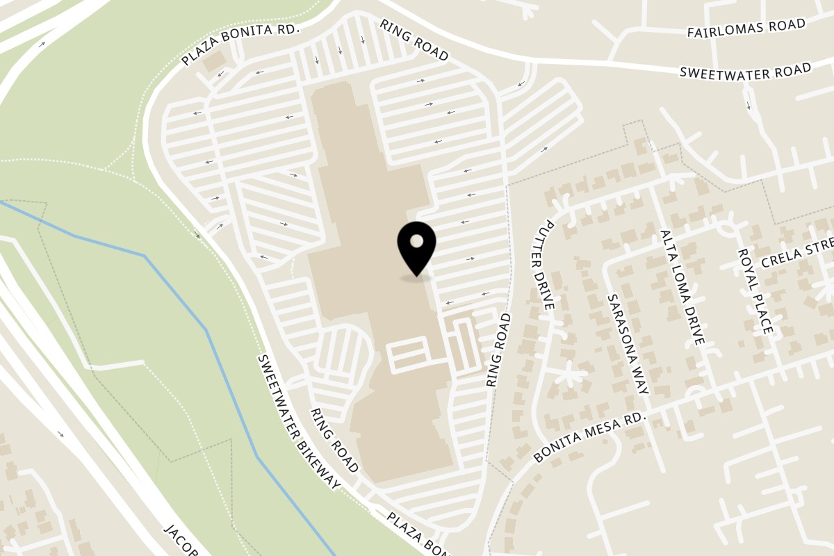 Map showing the location of Tacos El Franc National City (Plaza Bonita) on 3030 Plaza Bonita Rd Suite 1108 in Bonita
